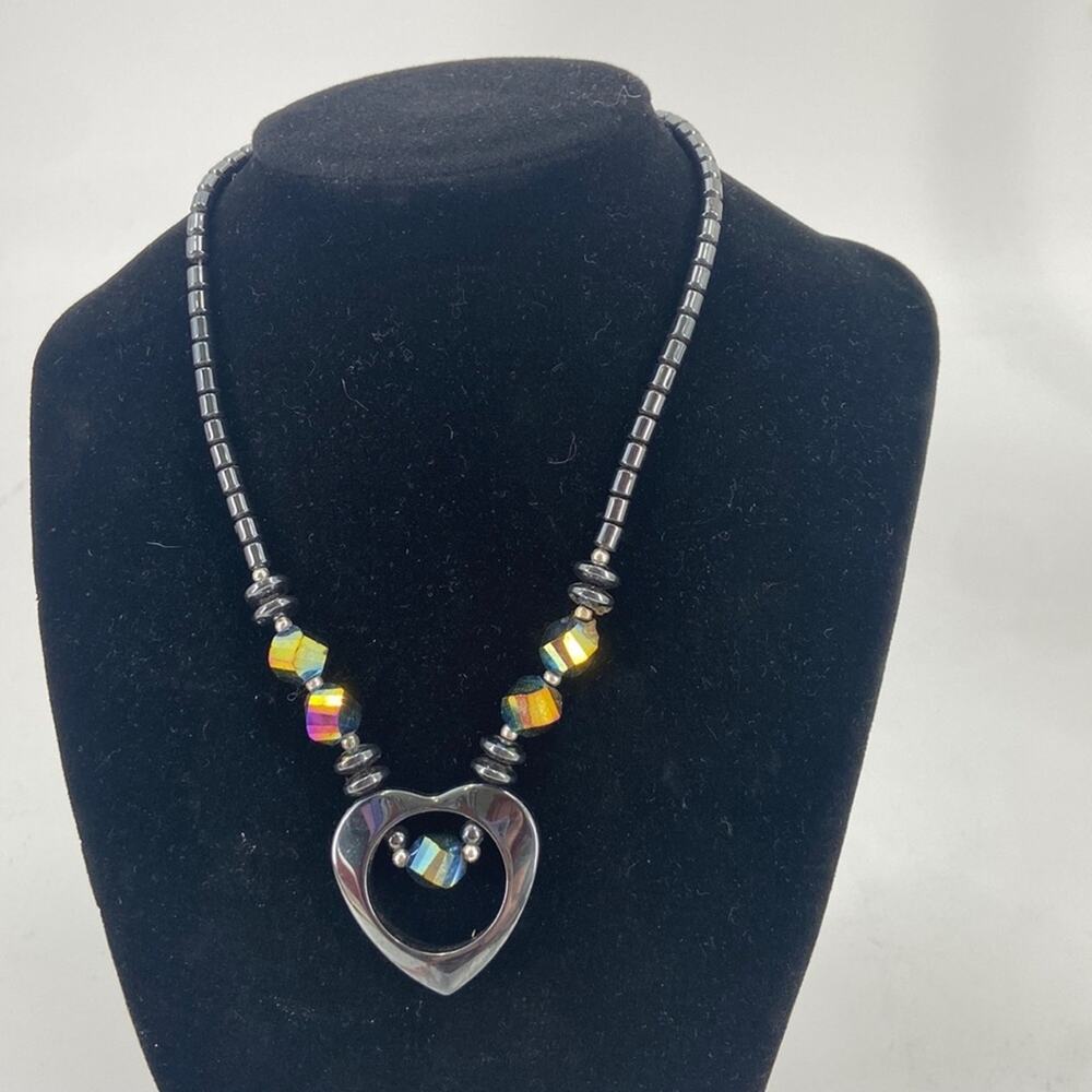 Handmade hematite heart necklace